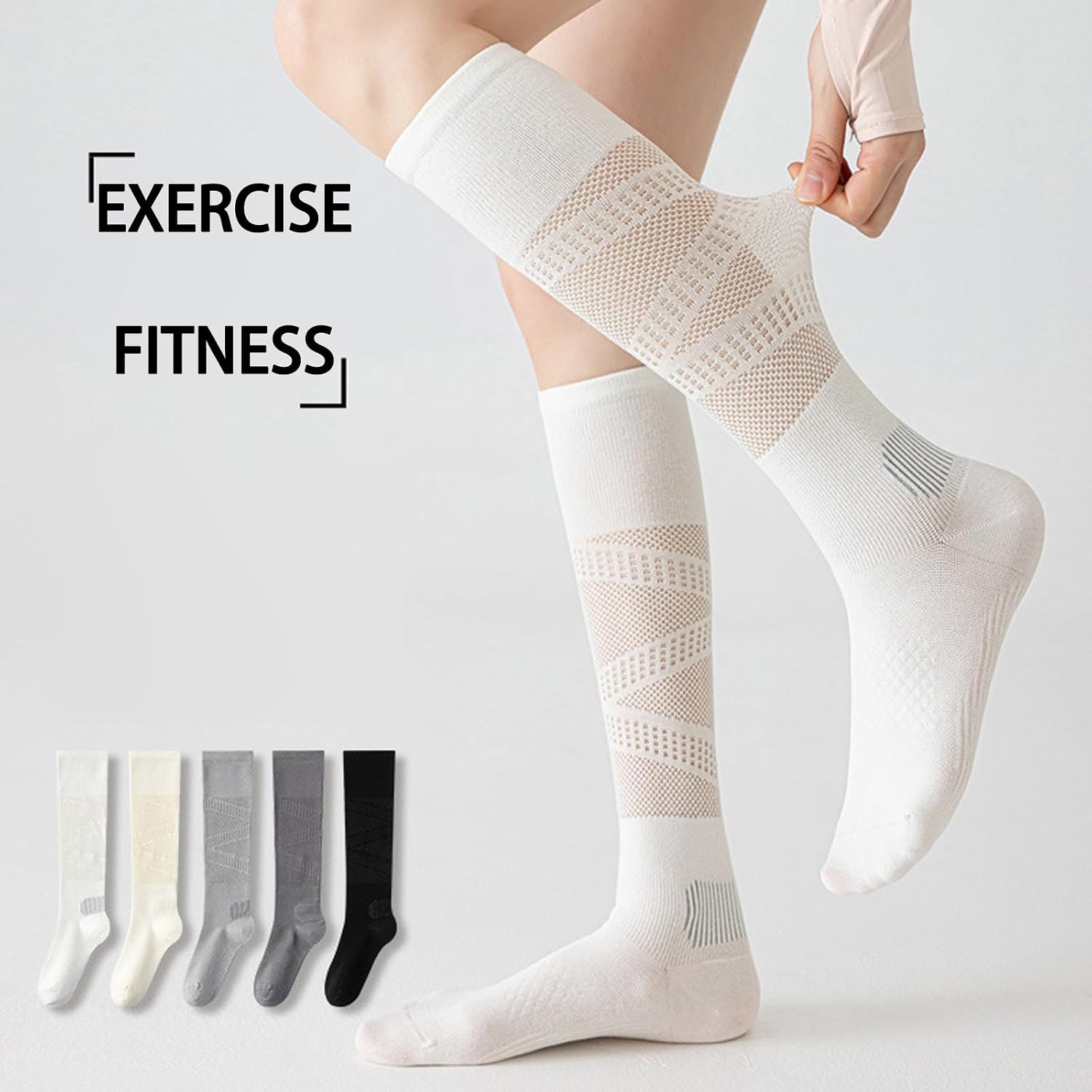 Compressed Socks, 1 Pair Soft Cotton Sports Compression Socks, Long Tube Sock for Women and Men Gym Workouts