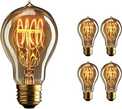 BULBMASTER Amber Light Bulbs 60-w Incandescent Light Bulb Vintage Light Bulb Edison Squirrel Cage Old Fashioned Filament L...