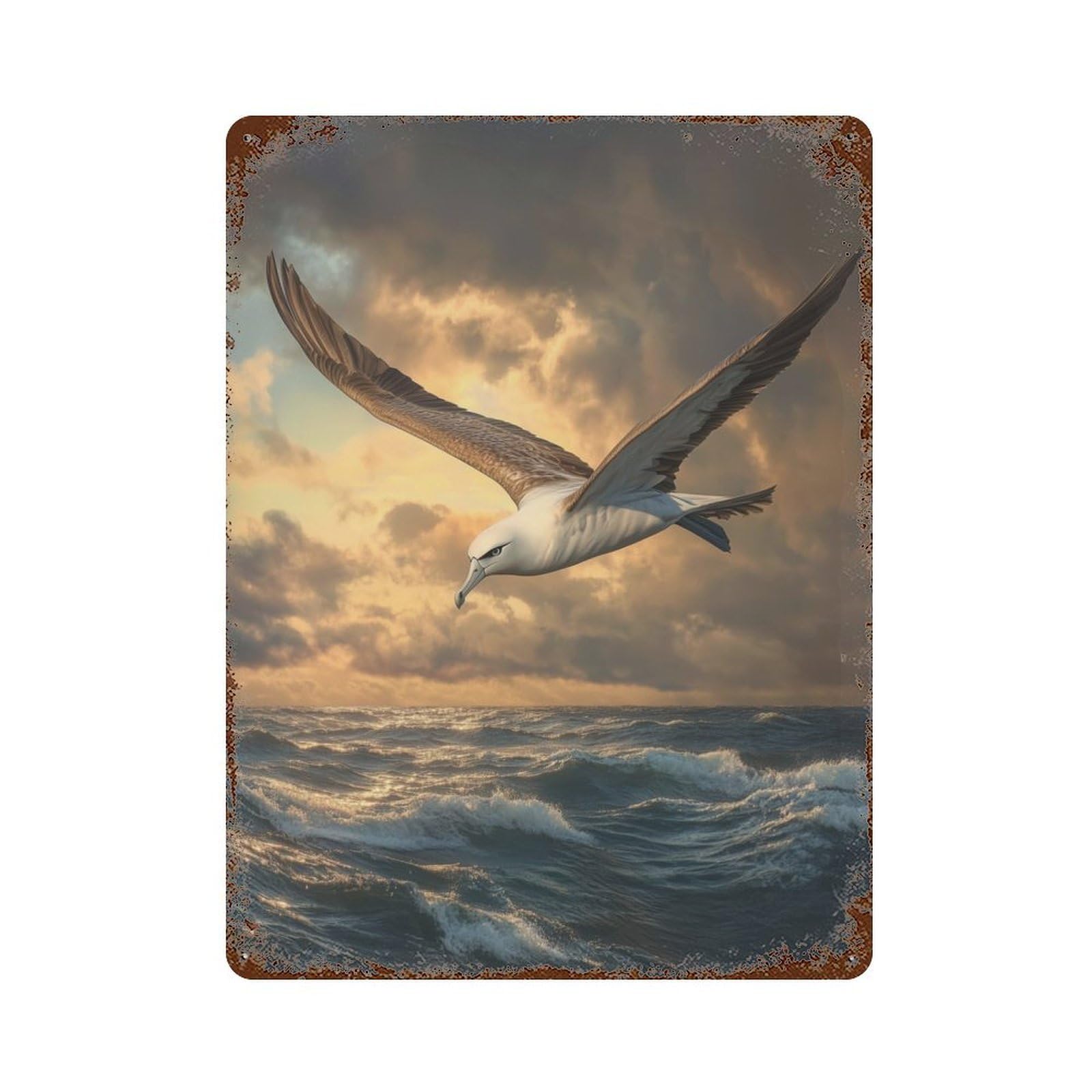 Albatross Seabird in Flight Retro Metal Sign 15.7"x11.8", Classic Wall Plaque for Garage, Pub Or Kitchen