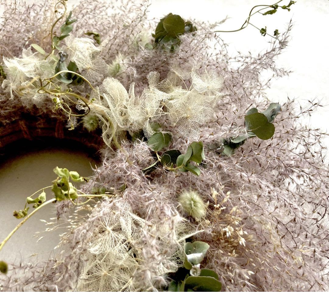 Amazon｜紫ススキのふんわりリース ドライフラワーリース