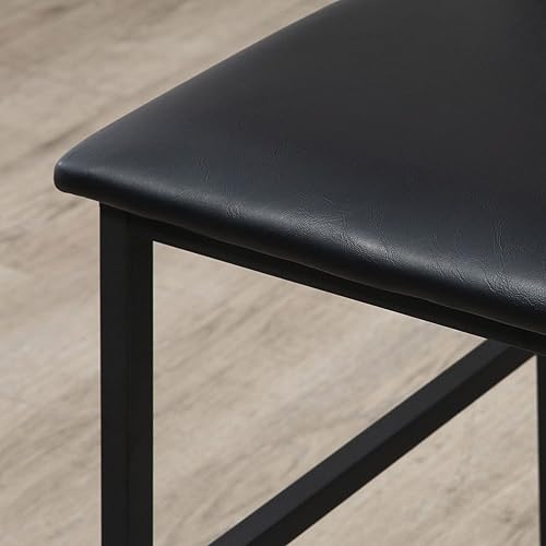 Miniatura 9 de HOMCOM 3 Piece Bar Table and Chairs Set, Dining Table Set with PU Padded Stools and Steel Frame for Kitchen, Small Spaces, Brown