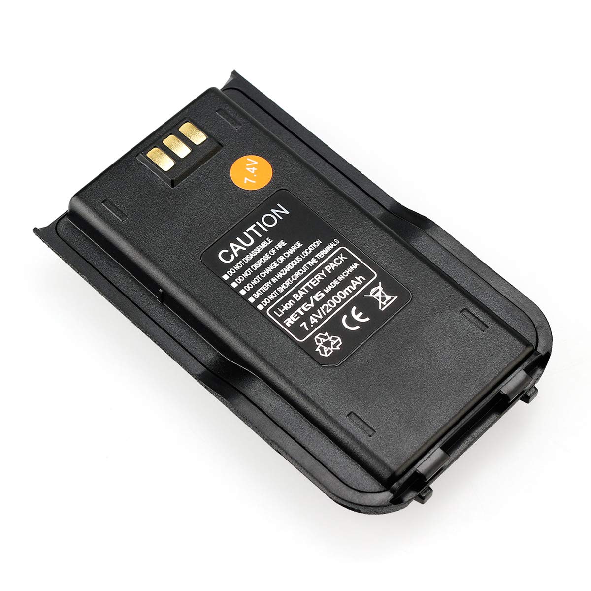 Retevis Batteria agli ioni di litio 2000 mAh 7,4 V per radio RT3 RT3S DMR Walkie Talkie TYT MD-380 (1 pezzo, nero)