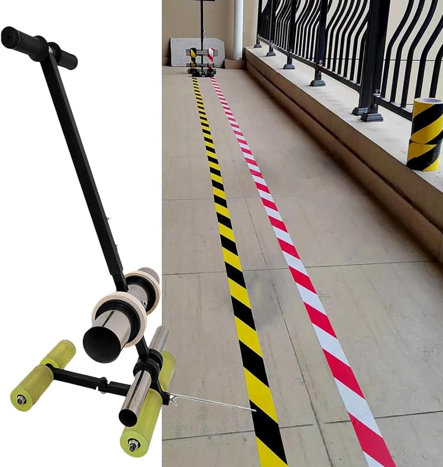 Manual Floor Tape Applicator, Tape Marking Machine, Maximum Width 14 Cm, Adjustable Spacing 4-28cm, Lightweight Body, Stable Performance, One-Button Locking, for Painting, Lane Marking