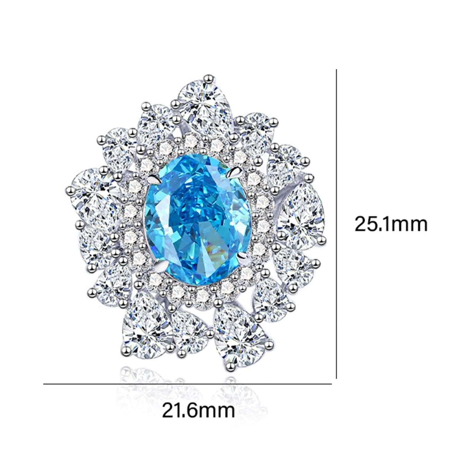 Set di anelli da donna, con topazio da 5 carati, taglio ovale e moissanite 9 carati, in oro bianco 9 carati, misura 53 (16,9)