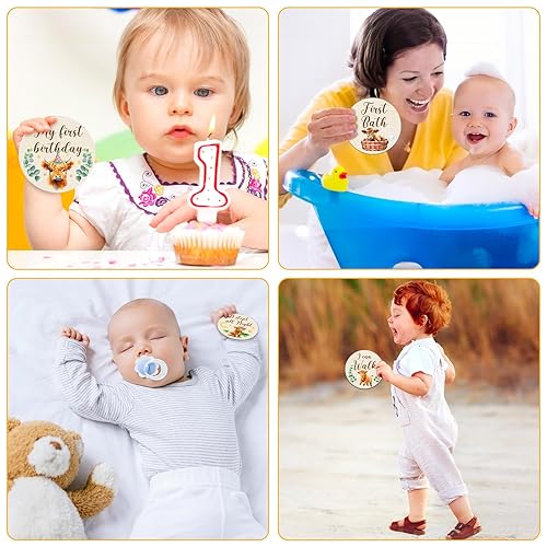 Miniatura 5 de Highland Cow - Tarjetas de hitos de madera para bebé, marcadores de hitos mensuales de doble cara para baby shower y accesorios para fotos de recién