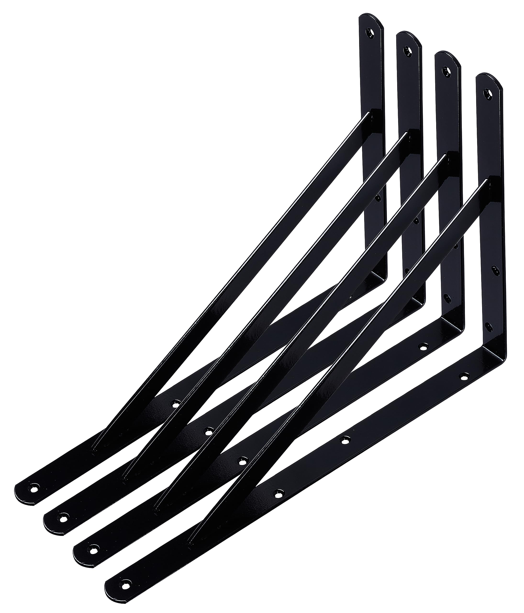 NEODROP Confezione da 4 staffe per mensole resistenti da 40,6 cm, staffa da parete spessa per mensole galleggianti per garage, staffe a L triangolari a 90 gradi, acciaio verniciato a polvere nero