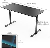 Vista 3 de It's_Organized Gaming Desk 60 Inch Large Manual Height Adjustable Black Gaming Computer Desk, Home Office Standing Table Long Computer Sturdy