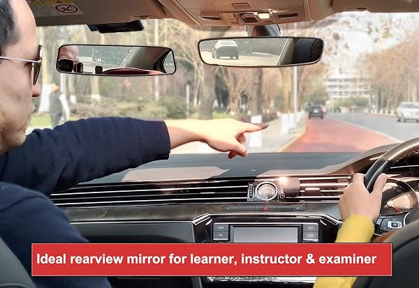 KITBEST Rear View Mirror Learner Driving Instructor Examiner Mirror Car Interior Mirror Wide Angle Adjustable with Suction Cup for Car SUV Trucks 240 X 64mm 240mm Mirror+0 Blindspot mirror - 1