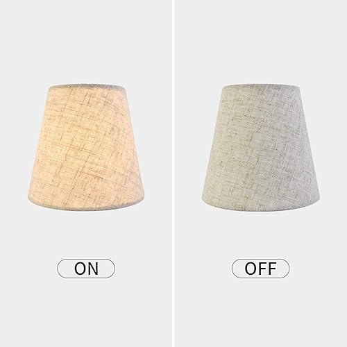 Miniatura 5 de Juego de 6 lámparas de araña pequeñas, tamaño mini, 3.54 x 5.51 x 5.11 pulgadas, material de lino, color blanco roto