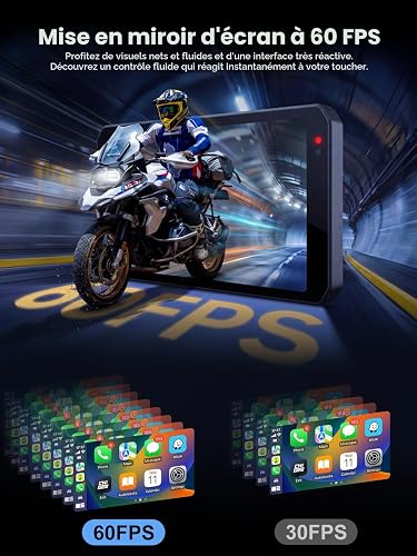 CHIGEE AIO-5 EVO Motorcycle Smart Riding System, Wireless CarPlay & Android Auto, Dual 1080P Front & Rear Dash Cam, Blind Spot Detection (BSD), 5" Waterproof Display, Parking Mode - 5