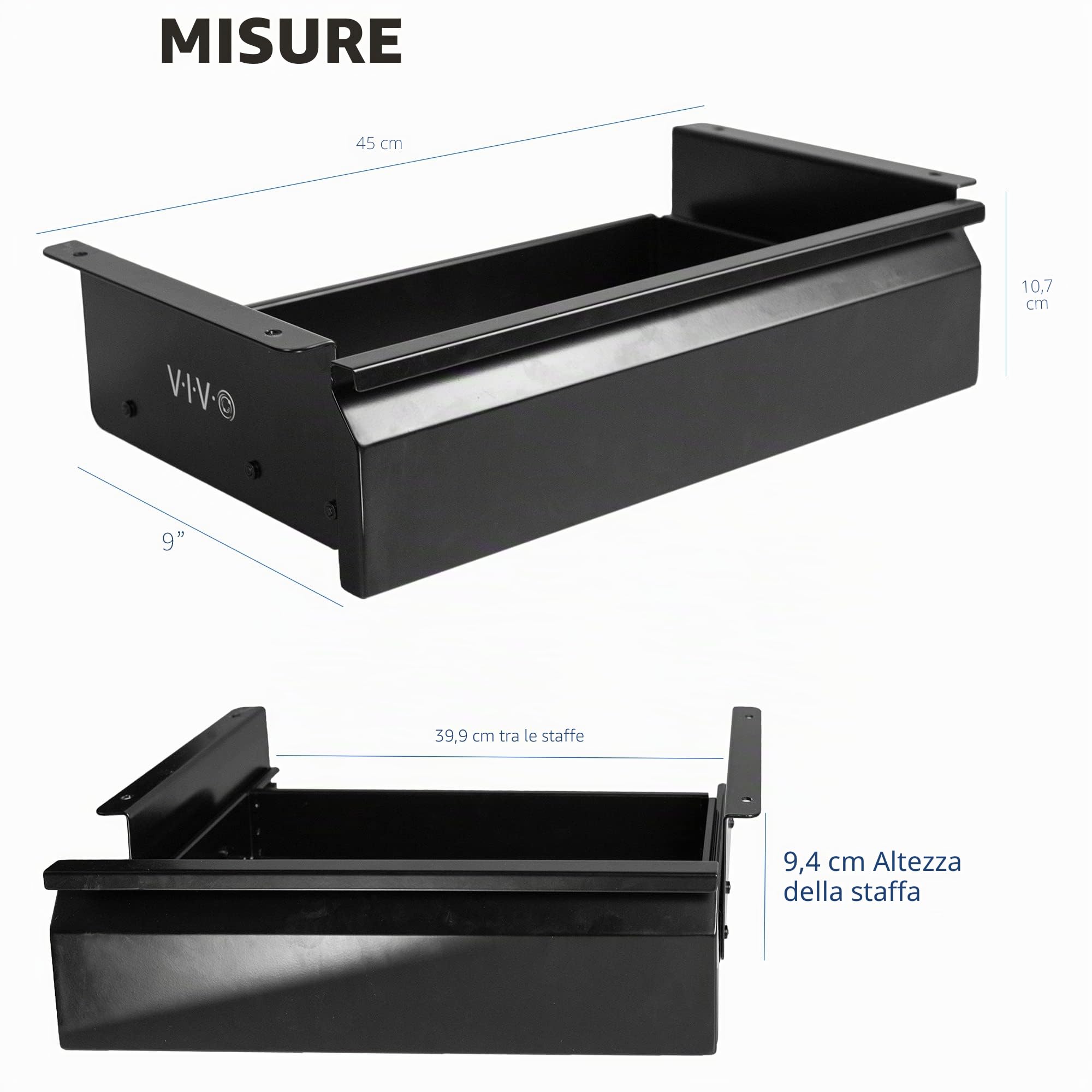 VIVO DESK-AC03A-B Cassetto estraibile da 40,6 cm senza scocca, per casa e ufficio, nero