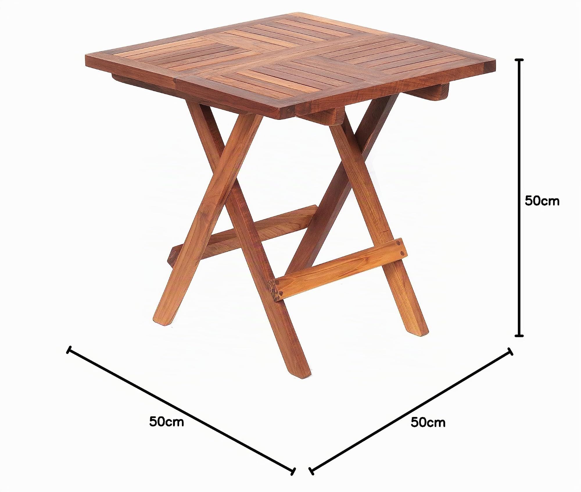 AsinoX TEK.602 Table Pliante, en Teck, Marron, 50 x 50 x 50 cm