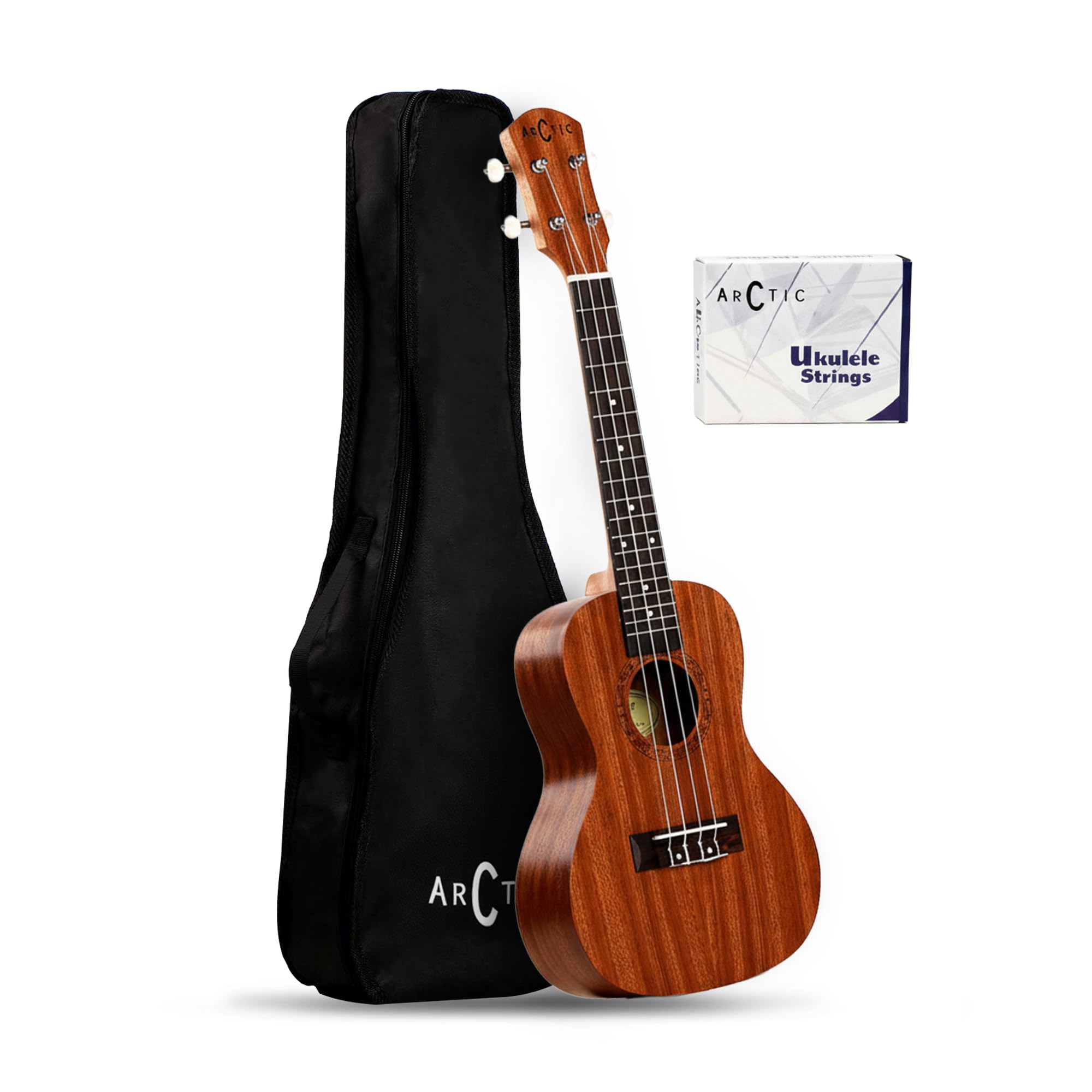 Arctic AC-UK24SPL Concert Ukulele Kit with Bag and String Set (Natural)