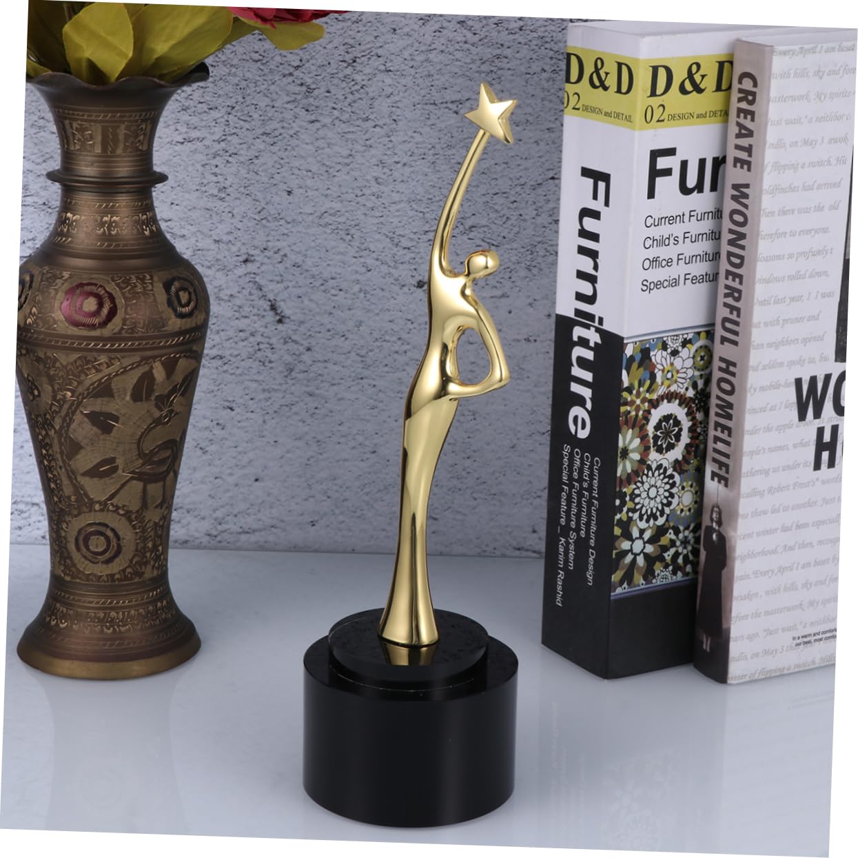 VANZACK Goldener Siegerpokal aus Metall und Kristall für Kinderpartys als Auszeichnungstrophäe mit Zinklegierung und Festlichem Design