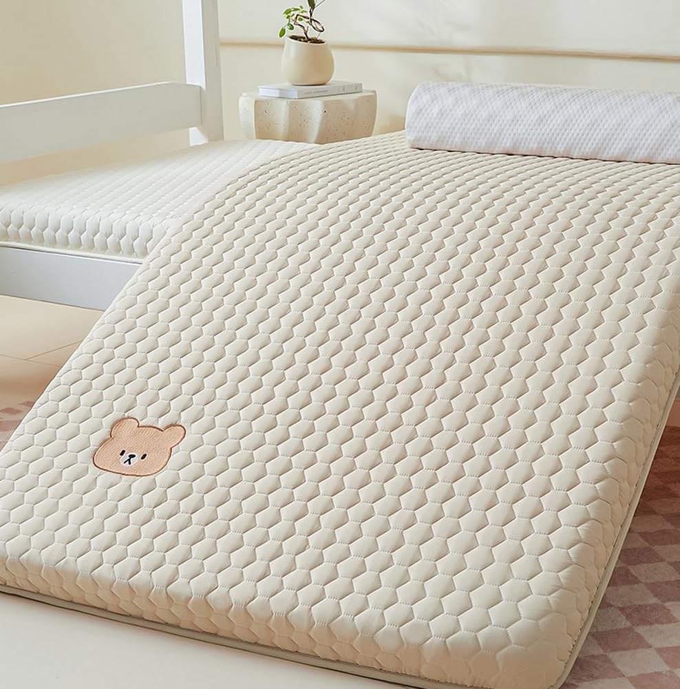 Colchón de futón japonés para dormitorio universitario, cama de invitados, colchón plegable de alta densidad, acolchado refrescante para tatami (gris, 4,5 cm de grosor, 90 x 190 cm)