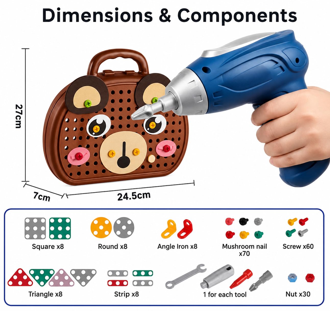 Buy Kids STEM Building Construction Toy Set with Electric Drill