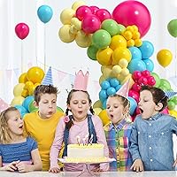 Vista 4 de Kit de guirnalda de globos de arcoíris, arco de globos coloridos, arco de globos de 117 piezas de arco de globos verde, amarillo y rosa intenso