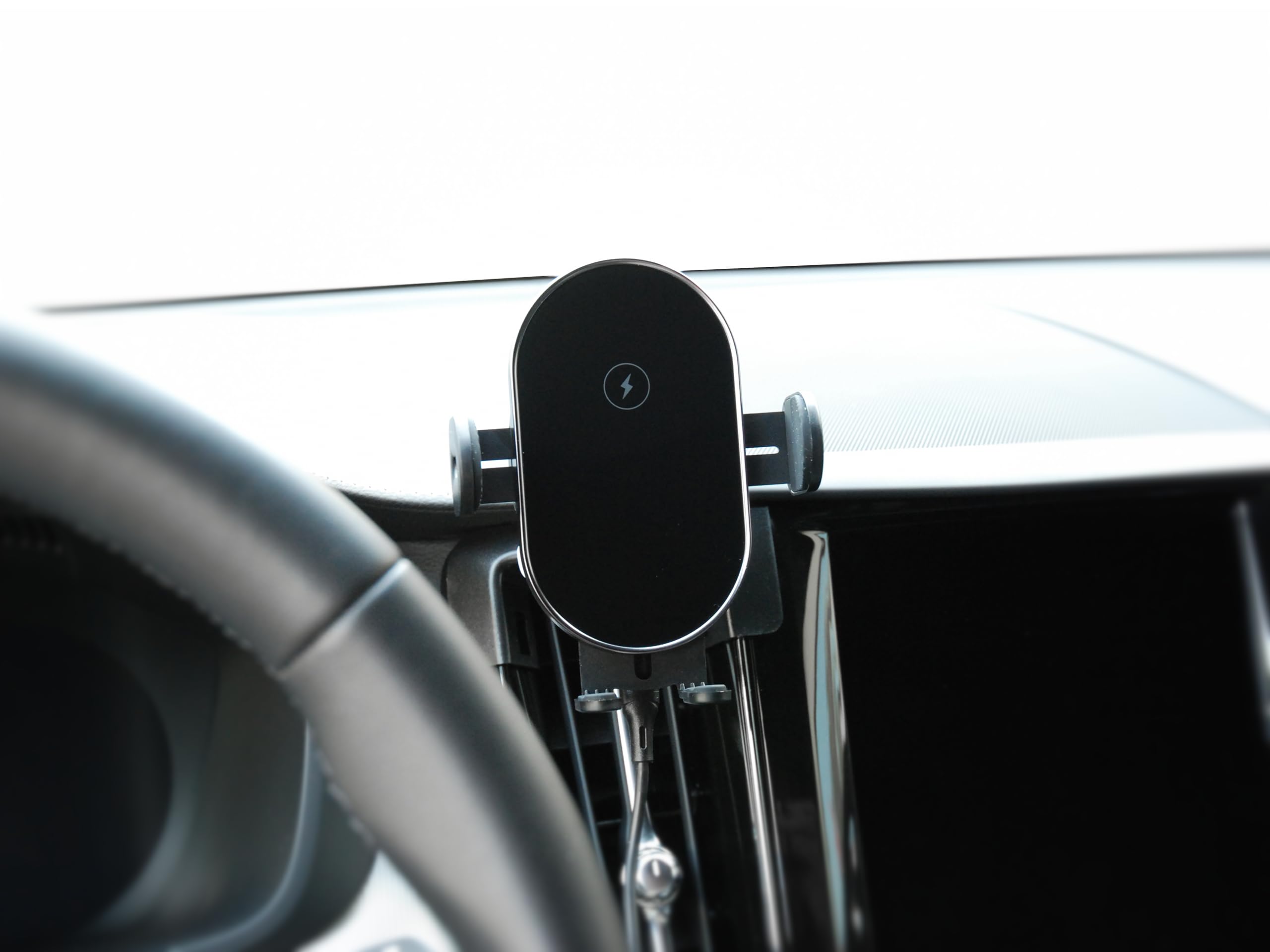 15 W, supporto automatico per cellulare con funzione di ricarica, compatibile con Volvo XC60 (2017-2025) auto, ricarica rapida senza fili, supporto per cellulare auto, ricarica induttiva