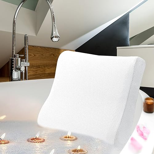 Marinexplore Almohada de baño, almohadas de baño acolchadas para bañera, almohada de bañera transpirable para soporte de cabeza y cuello con funda