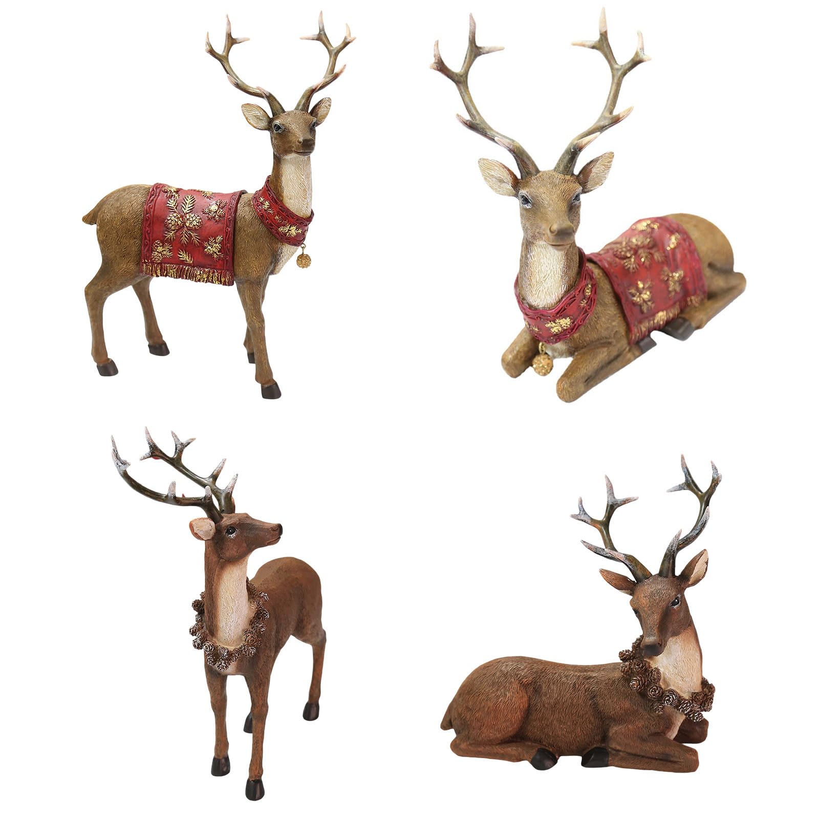 Decorazioni natalizie, statuette di renna realistiche con lunghe corna e piedi, decorazione da tavolo, decorazione per la casa, renna di Babbo Natale