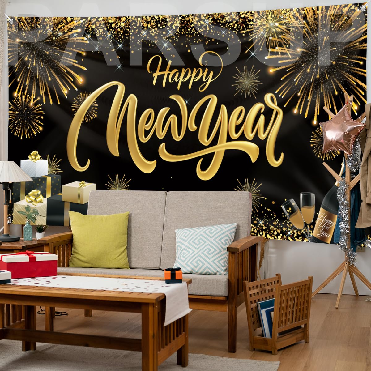 Grand Ensemble De 2023 Happy New Year, Logo Vectoriel Doré Et Noir Avec