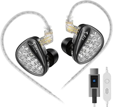 KZ ZA12 in Ear Monitor Headphones, 2DD+4BA Hybrid Drivers Sound Isolating Type-C IEM Dual Microphone Tuning for Musicians, Engineers, DJs, Audiophile and Singers DSP, Classic