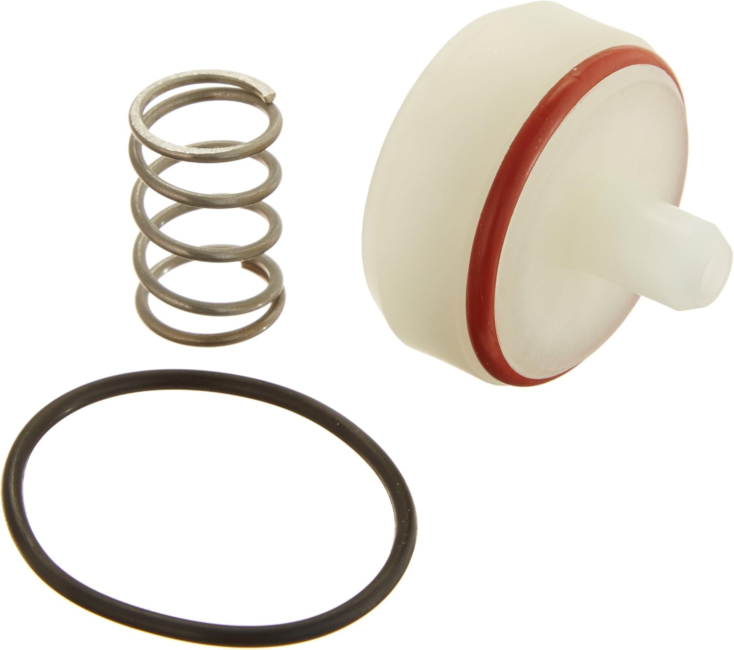 Watts 0887709 Float & Vent Kit components: vent disc holder assembly, vent spring, and bonnet O-ring