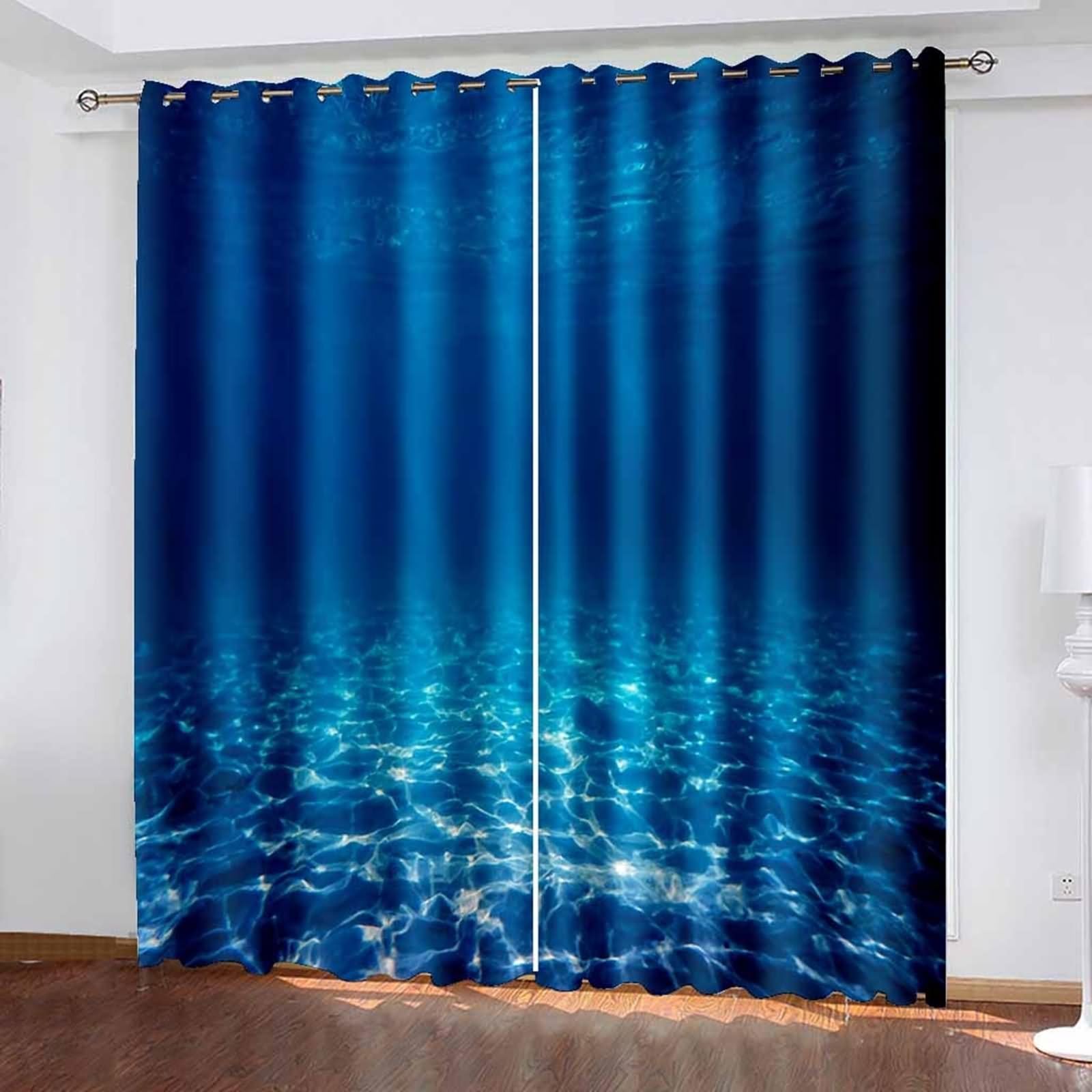 Rideau Bleu, Rideau Chambre Homme sous-Marin Polyester Lot de 2 428x244cm pour Fenêtre de Salon Balcon