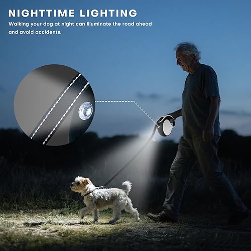 Miniatura 4 de Correa retráctil para perro con luz LED recargable, correa de perro resistente de 16 pies para perros medianos y grandes de hasta 110 libras, 360