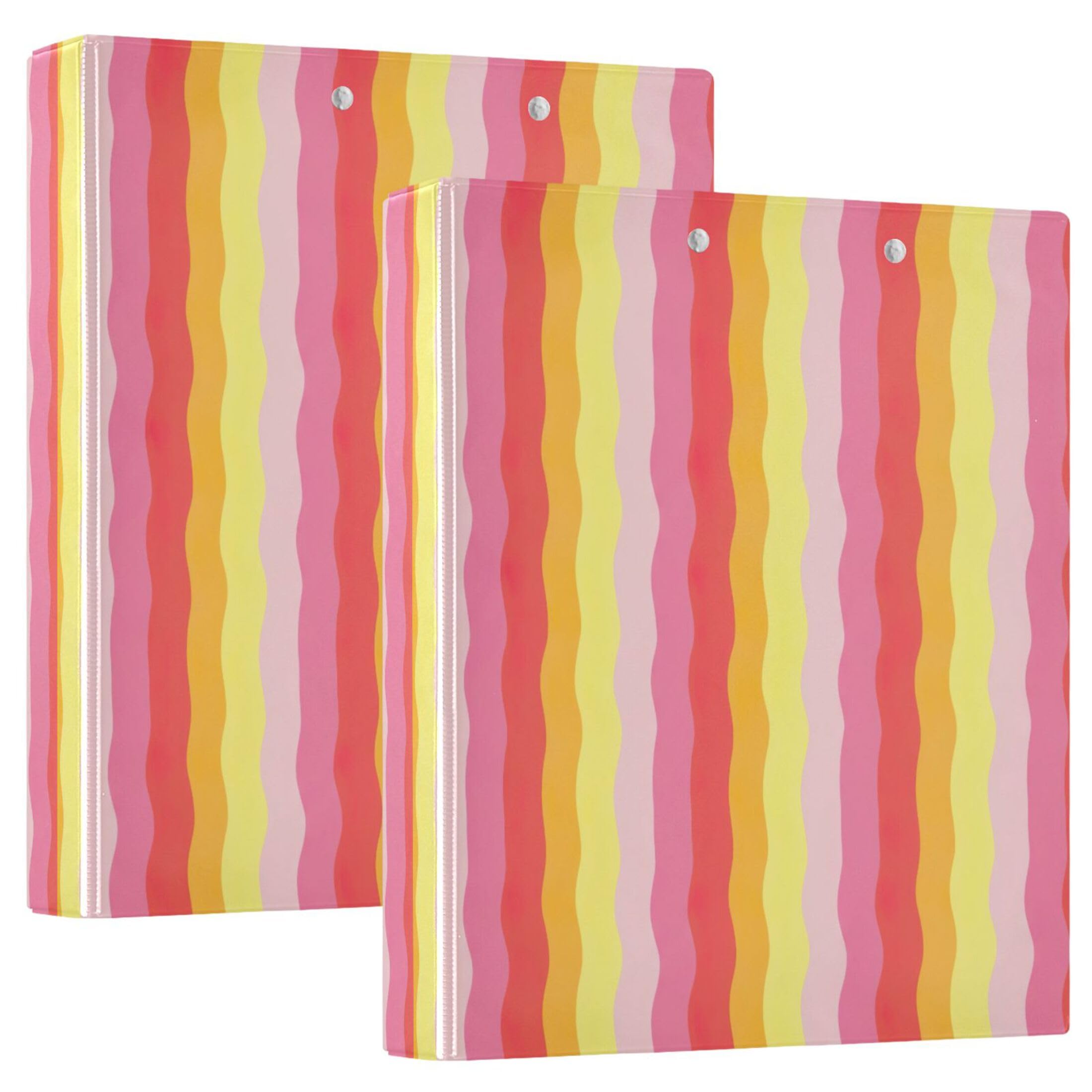 Raccoglitori personalizzati a scacchi colorati rosa giallo 3 anelli 3,8 cm possono contenere 200 fogli raccoglitori ad anelli rotondi per ufficio, 31,5 x 27 x 6 cm, confezione da 2