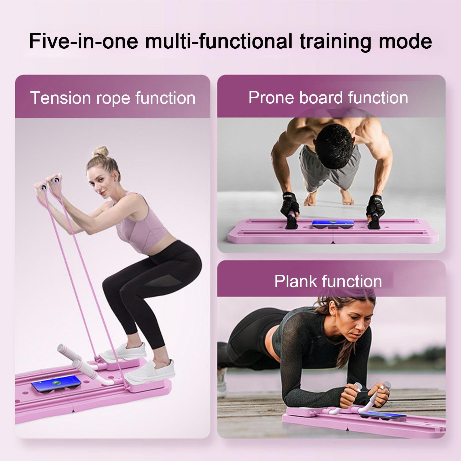 Reformer Pilates Machine, Tavola Pilates Portatile Pieghevole, Tavola Addominale Multifunzionale con Supporto per il Gomito, Attrezzatura da Palestra Domestica, per Allenamento Completo del Corpo