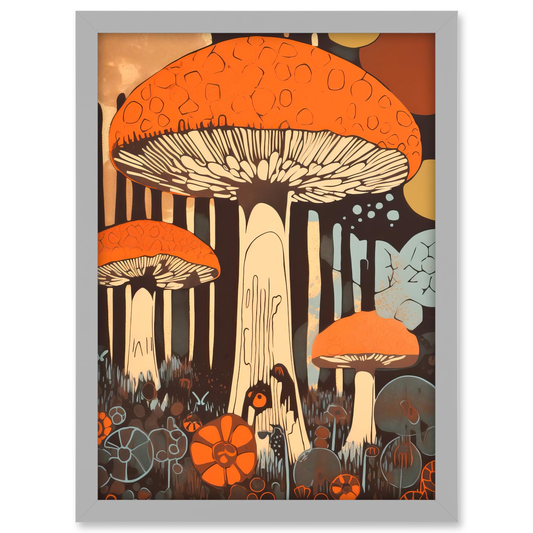 Mushroom Vintage Large Red Cap Fungi Pastel Colour Earthy Aesthetic Kitchen Artwork Framed A3 Wall Art Print