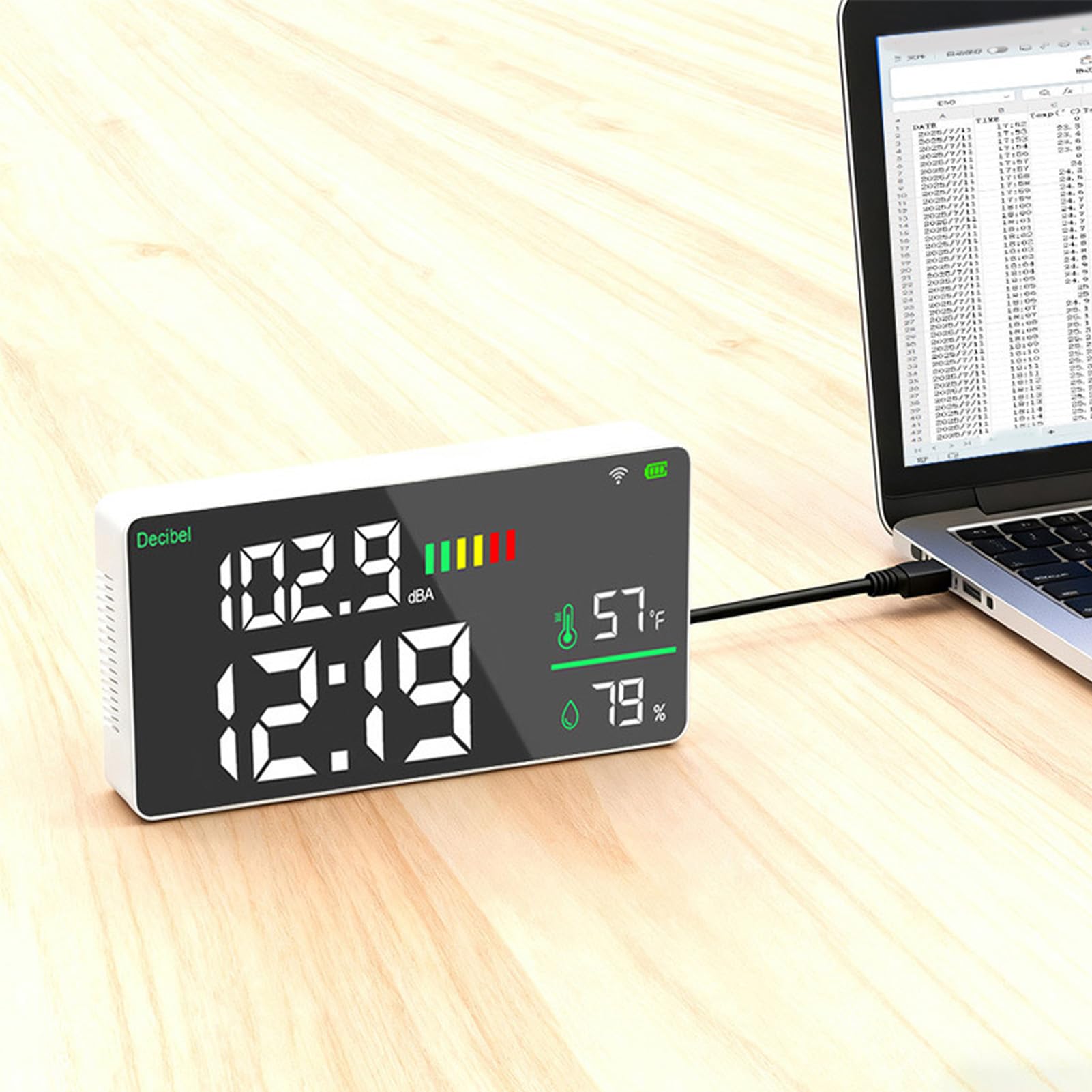 Sonomètre 11 pouces grand écran LED testeur de décibels avec WiFi et application mobile pour maison bureau studio usine salle de classe mesure sonore précise