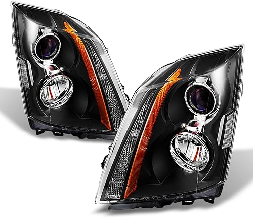 AKKON - Para Cadillac CTS CTS-V OE Reemplazo Halógeno Proyector Faros LHRH Conductor Pasajero Lámparas Negro