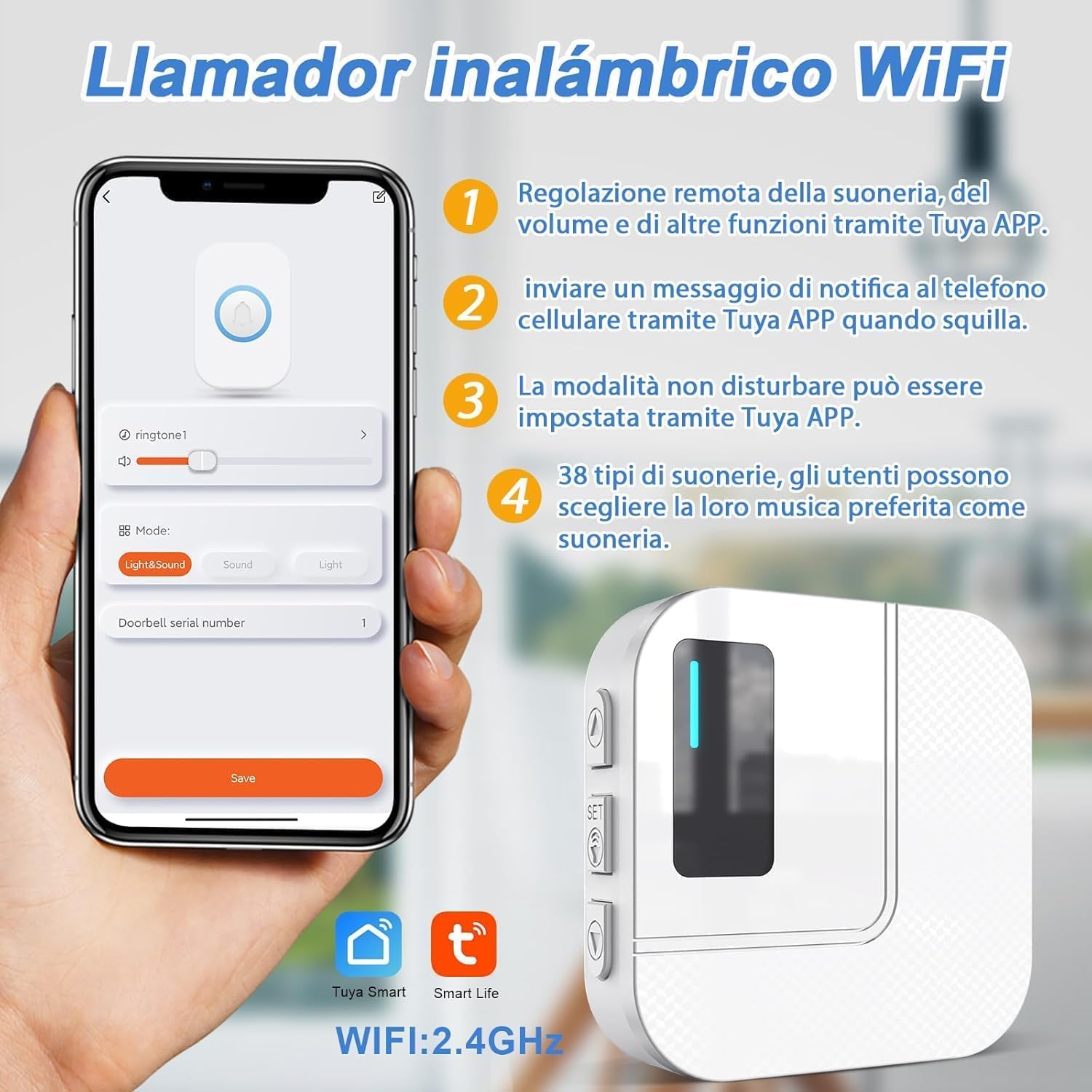 Daytech WiFi Tuya Avisador Personas Mayores,Boton Emergencia Ancianos,Boton Llamada Emergencia,Ideal para Seres Queridos Que Necesitan cuidados en casa (Blanco 1-1)