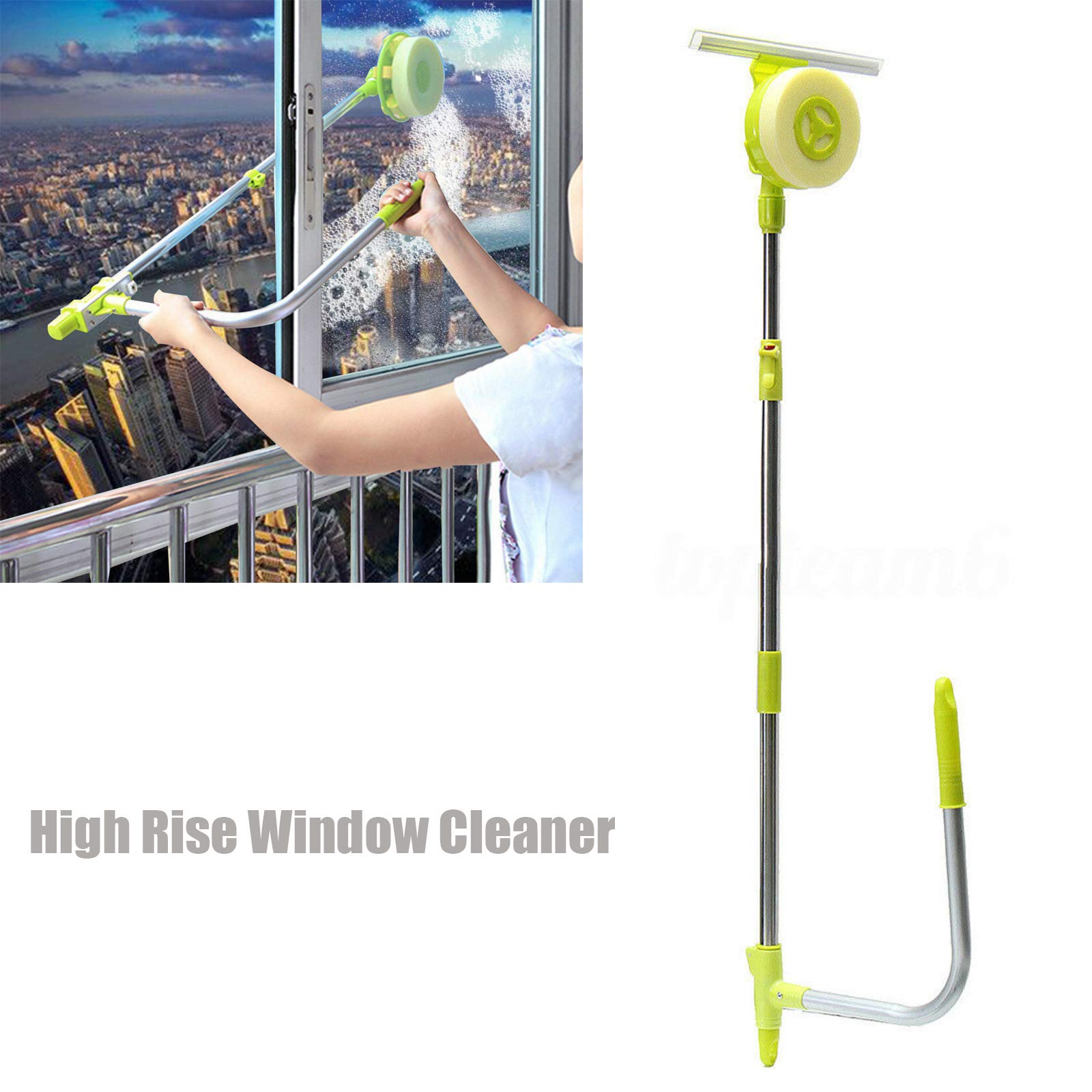 New Window Cleaner Extendable, Window Cleaner Tool with Adjustable Various Angles, U-Type Telescopic Window Cleaner with Brush, Easy to Replacement Different Head Lightweight