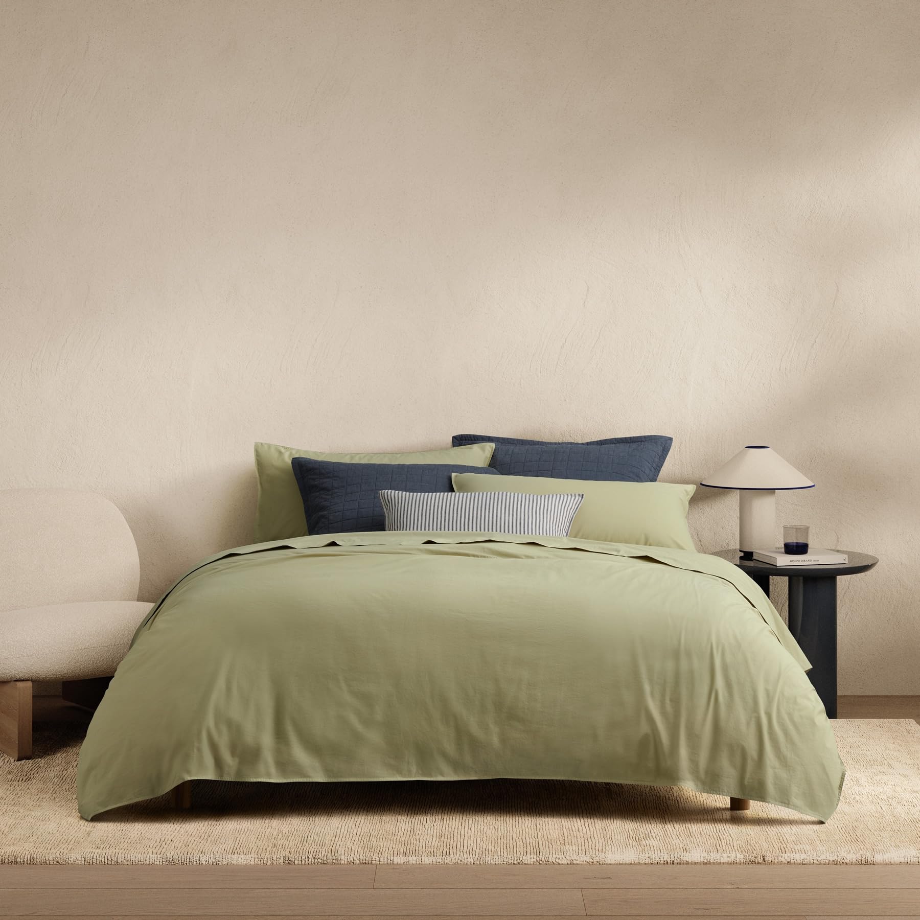 Sheridan Bayley Washed Cotton Soft Fern Bed Sets Super King (Duvet Cover + 2 Pillowcases) 260cm x 220cm