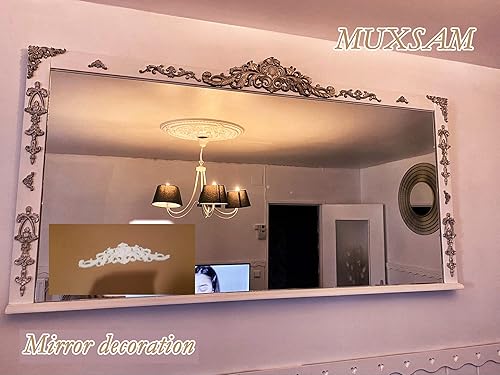 Miniatura 9 de MUXSAM Juego de 4 calcomanías decorativas de tallado en madera larga sin pintar, para pared, puerta, armario, armario, tocador, mantel, escalera,