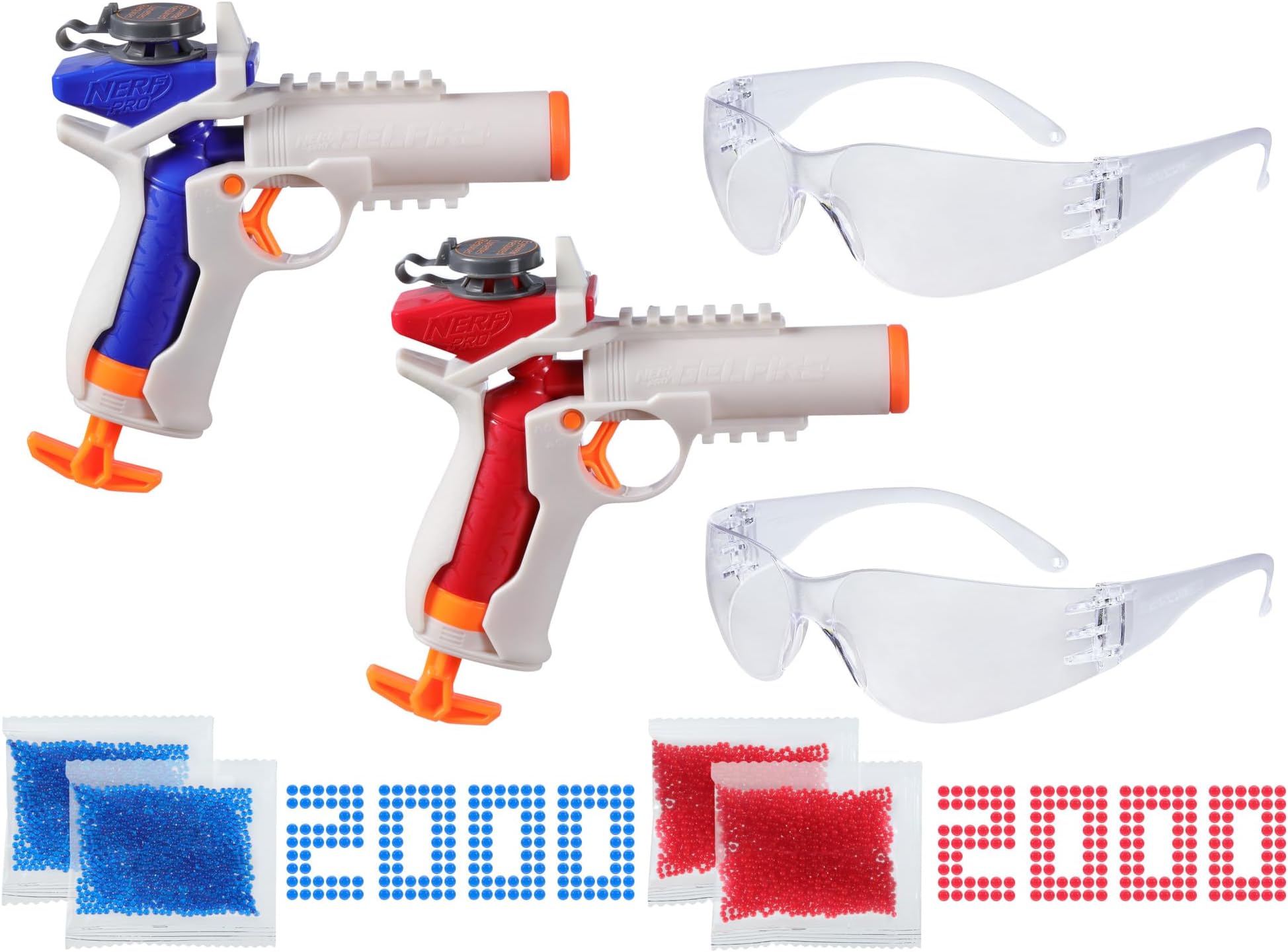 Pro Gelfire Versus Pack Includes 2 Blasters, 4,000 Gelfire Rounds, 60 Round Capacity, T-Pull Priming, 2 Eyewear, Gifts for Teens Ages 14+