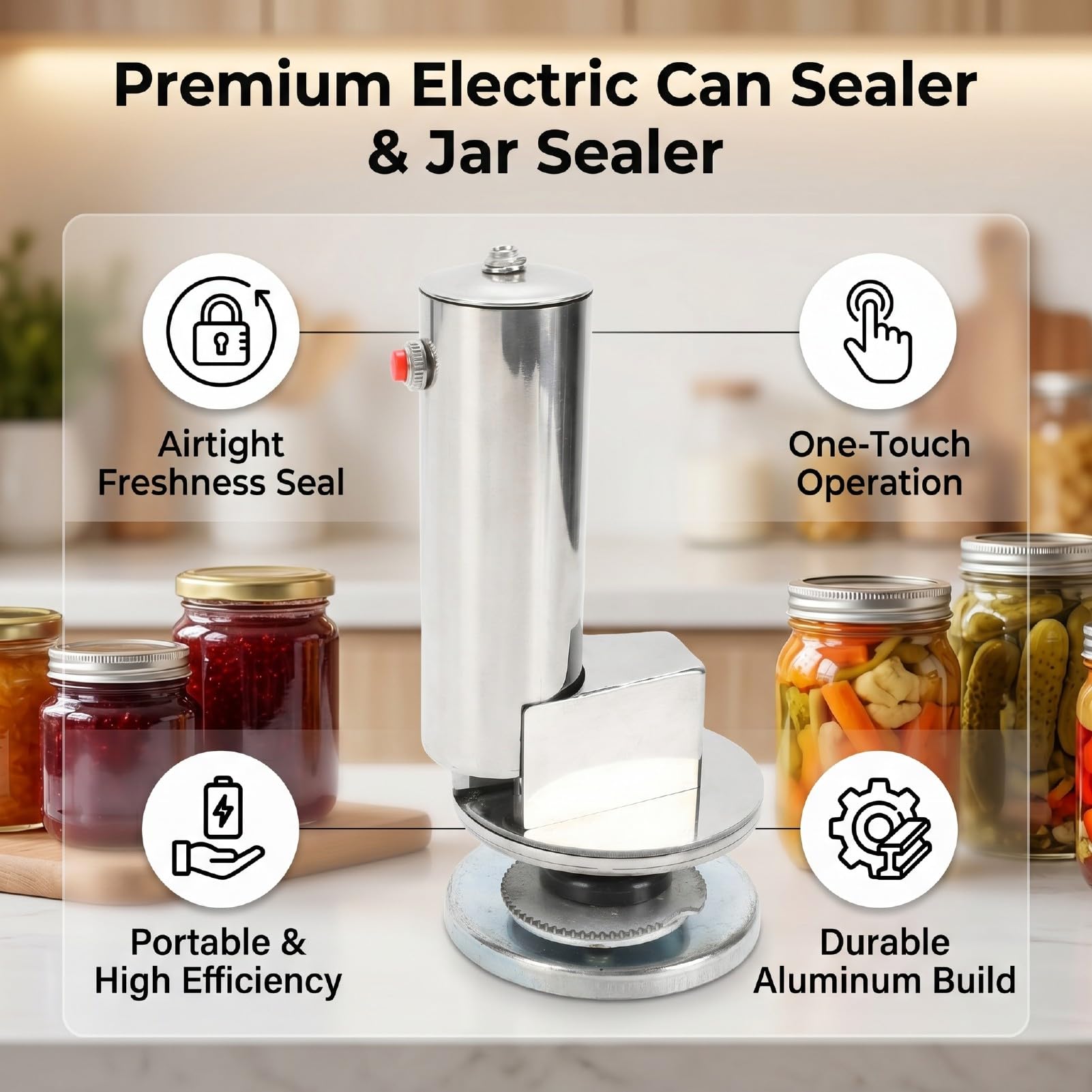ASHATA Sellador Eléctrico de Latas para Cocina Hogar Sellado de Frascos