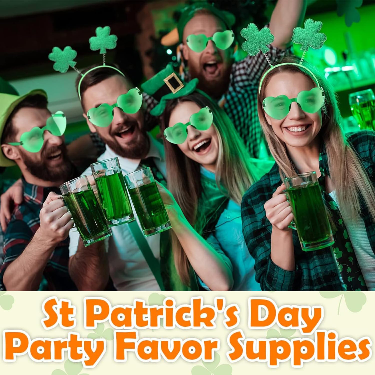 24 szt. St Patricks Day Shamrock okulary przeciwsłoneczne koniczyna okulary koniczyna okulary dzień świętego patryka akcesoria dla kobiet akcesoria dekoracje przyjęcie upominki