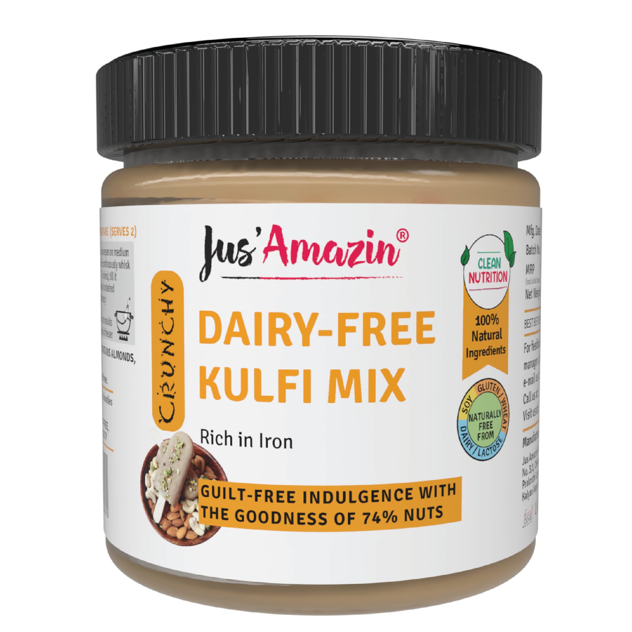 Jus Amazin Dairy-Free Kulfi Mix (200g) | Only 5 Ingredients, 100% Natural | 74% Nuts | Zero Additives | Vegan & Dairy Free (B097HRNHH9) Amazon Price History, Amazon Price Tracker