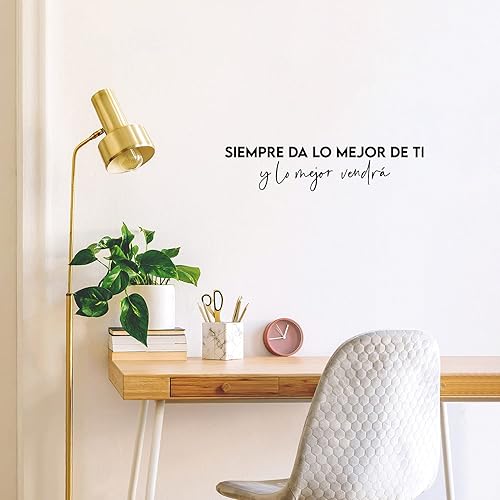 Miniatura 2 de Calcomanía de vinilo para pared, siempre da lo mejor de ti y lo mejor vendrá, 5.5 x 25 pulgadas, calcomanía optimista con cita española para