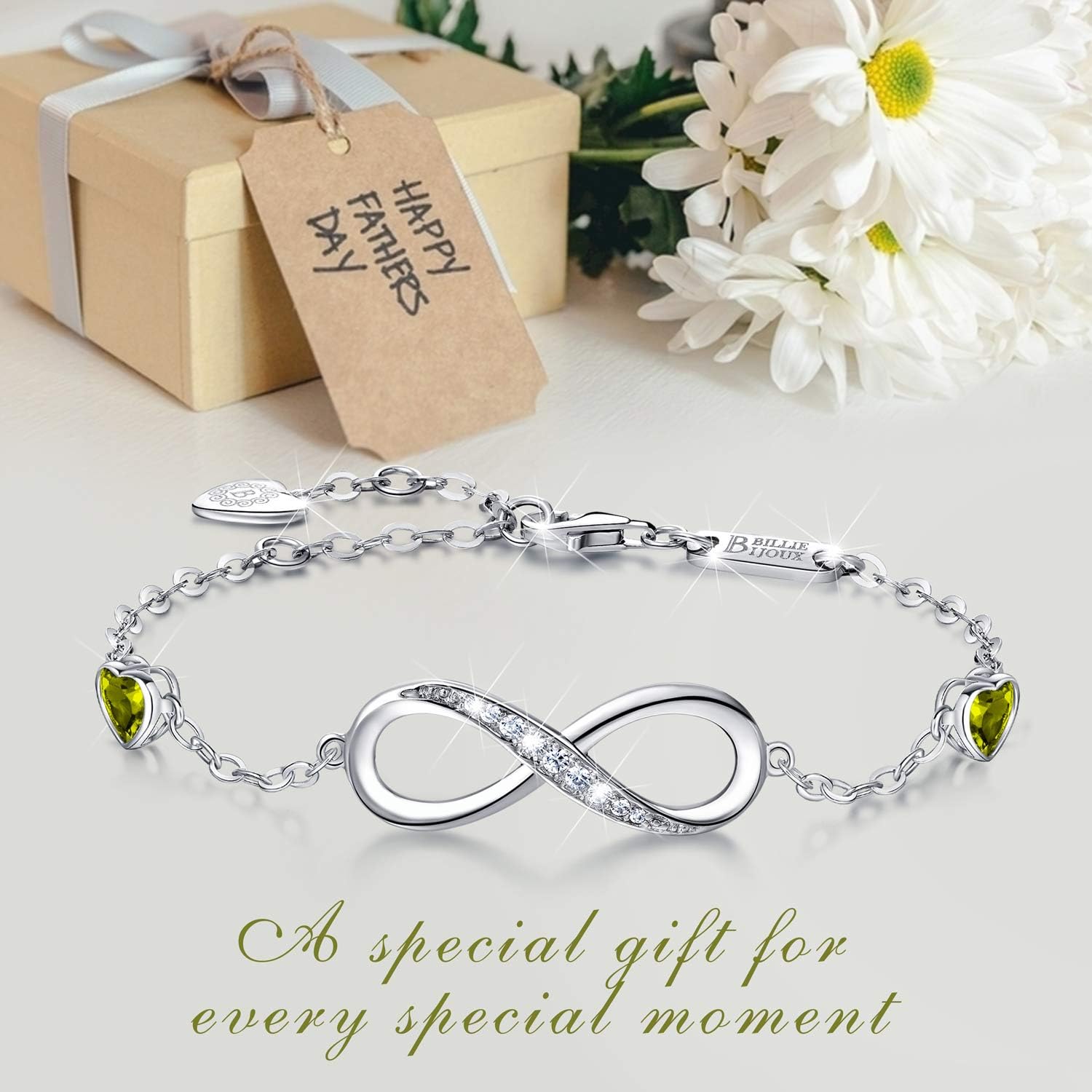 Billie Bijoux Infinity Love Bracelets for Women 925 Sterling Silver Womens Bracelet Love Symbol Charm Adjustable Bracelet Jewelry - Image 2