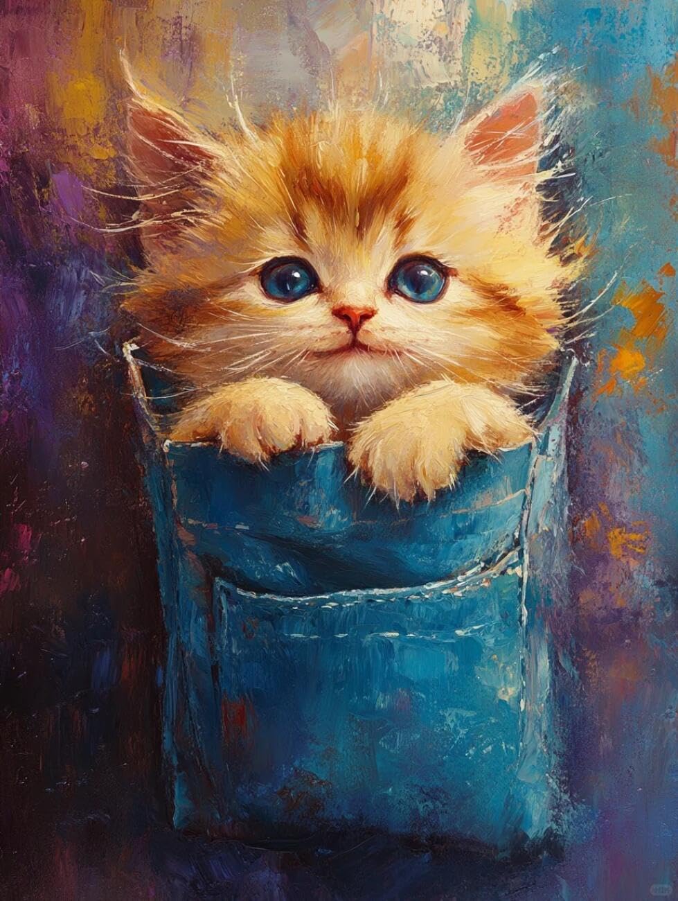 Henypt Cross Stitch Kit Cute cat Animal DIY Embroidery Kit for Beginners The Elderly with Accessories Handmade DIY/Gifts 14CT 40x50cm