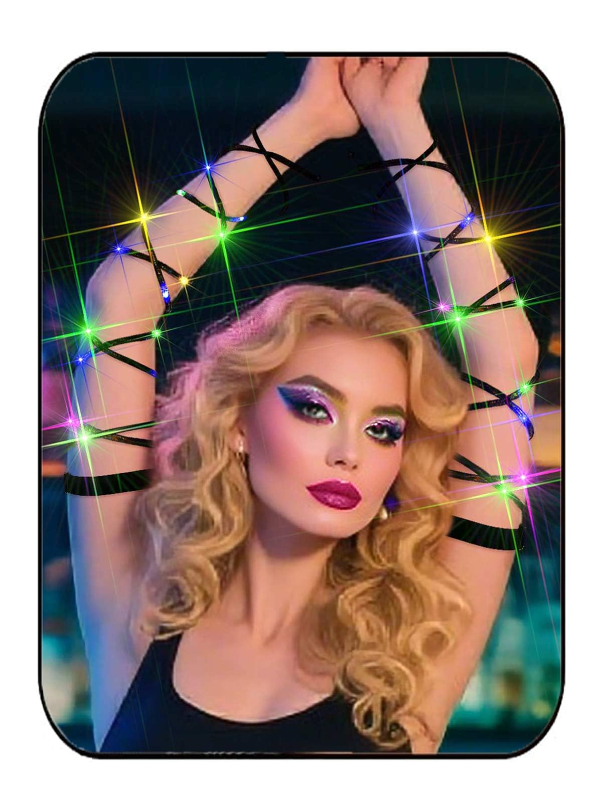 Lorealri Arm Wraps Rave Cyberpunk Light Up Hand Straps Neon EDC Outfit Festival Accessories for Women (Black)