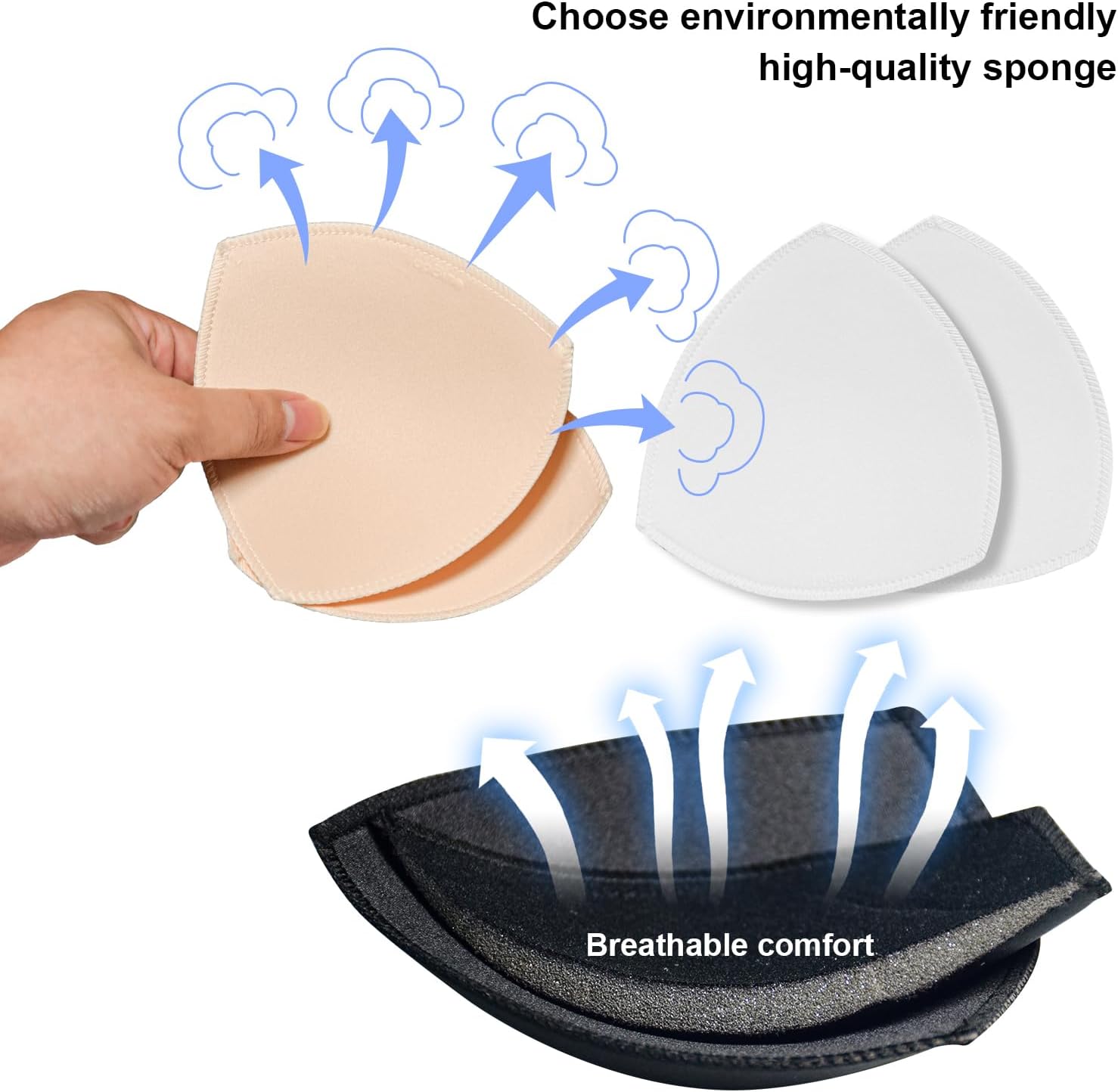 [HUQIDAO] レディース取り外し可能なブラ挿入パッド水着スポーツ3ペア（肌の色）