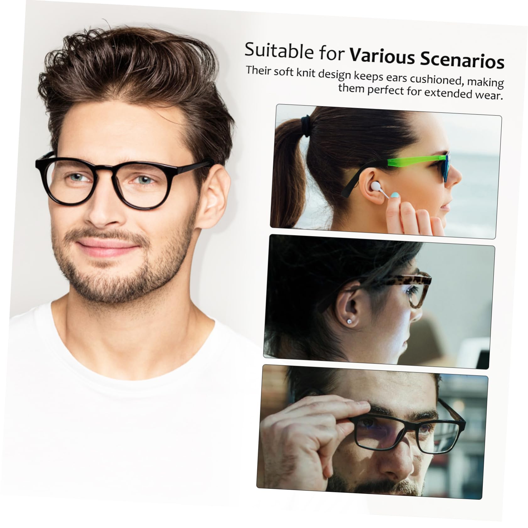 HAPINARY Glasses Ear Grips 2 Pairs of Temple Tips Sleeve Retainer for Comfort and Security