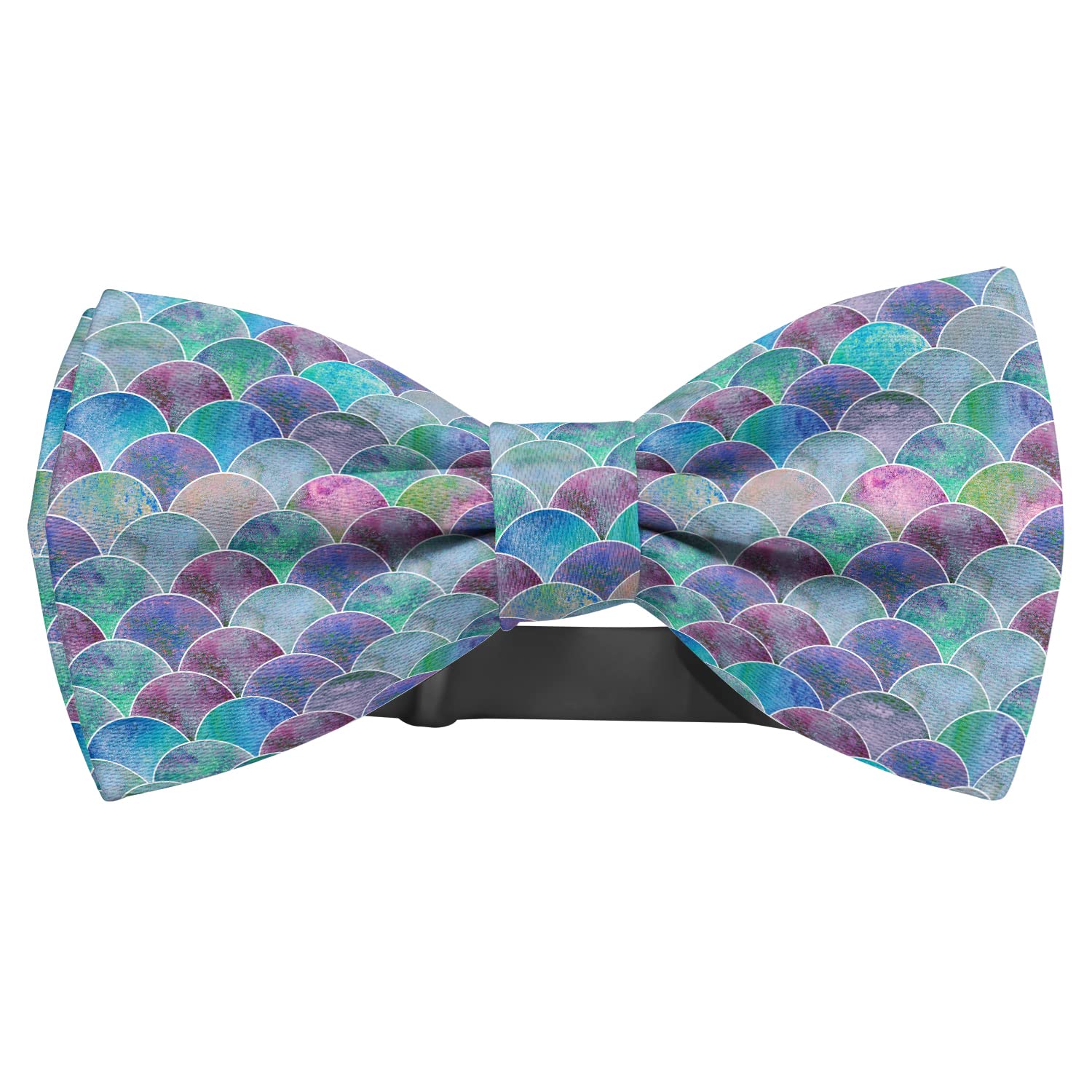 KAWAMOUSE Adjustable Pre-tied bow tie for toddler Boys (Fish Scale Ocean Wave Pattern) Elegant Cute Bowties for Dogs Cats Pets