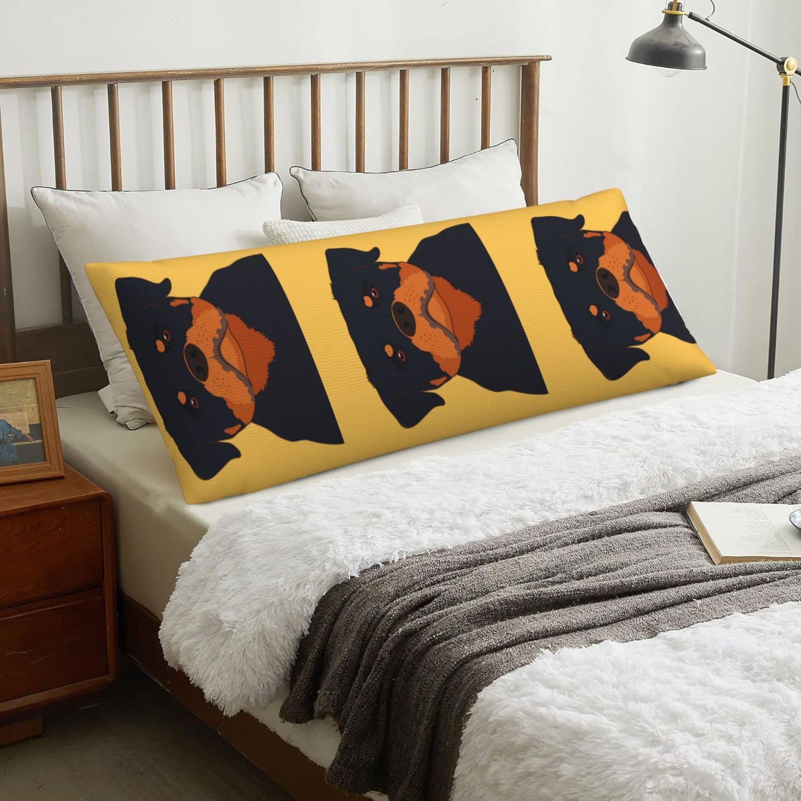 Rottweiler Dog, Body Pillow Cover with Zipper,Long Body Pillowcase 20 x 60 in